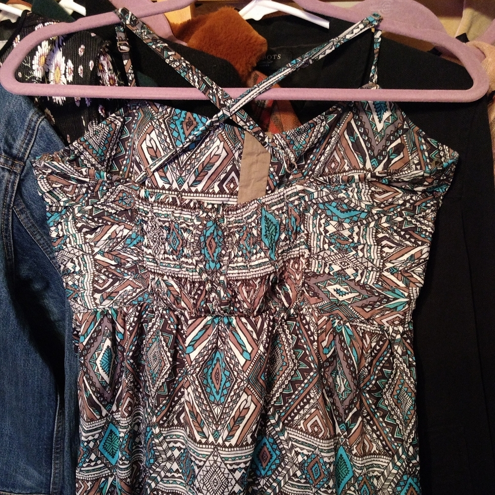 Billabong Brown & Blue Printed Strappy Dress XL - Picture 3 of 5